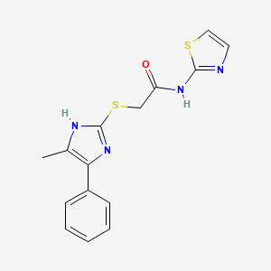 molecular formula C15H14N4OS2 B5397337 2-[(4-methyl-5-phenyl-1H-imidazol-2-yl)thio]-N-1,3-thiazol-2-ylacetamide 