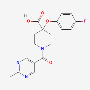molecular formula C18H18FN3O4 B5397364 4-(4-fluorophenoxy)-1-[(2-methylpyrimidin-5-yl)carbonyl]piperidine-4-carboxylic acid 