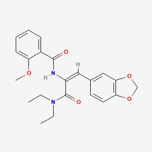 molecular formula C22H24N2O5 B5397375 N-{2-(1,3-benzodioxol-5-yl)-1-[(diethylamino)carbonyl]vinyl}-2-methoxybenzamide 
