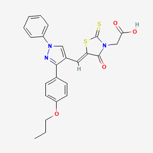 molecular formula C24H21N3O4S2 B5397423 (4-oxo-5-{[1-phenyl-3-(4-propoxyphenyl)-1H-pyrazol-4-yl]methylene}-2-thioxo-1,3-thiazolidin-3-yl)acetic acid 