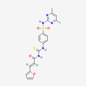 molecular formula C20H19N5O4S2 B5397425 N-{[(4-{[(4,6-dimethyl-2-pyrimidinyl)amino]sulfonyl}phenyl)amino]carbonothioyl}-3-(2-furyl)acrylamide 