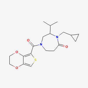molecular formula C19H26N2O4S B5397432 4-(cyclopropylmethyl)-1-(2,3-dihydrothieno[3,4-b][1,4]dioxin-5-ylcarbonyl)-3-isopropyl-1,4-diazepan-5-one 