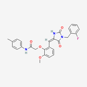 2-(2-{[1-(2-fluorobenzyl)-2,5-dioxo-4-imidazolidinylidene]methyl}-6-methoxyphenoxy)-N-(4-methylphenyl)acetamide