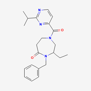 molecular formula C22H28N4O2 B5397457 4-benzyl-3-ethyl-1-[(2-isopropylpyrimidin-4-yl)carbonyl]-1,4-diazepan-5-one 