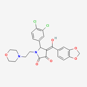 molecular formula C24H22Cl2N2O6 B5397481 4-(1,3-benzodioxol-5-ylcarbonyl)-5-(3,4-dichlorophenyl)-3-hydroxy-1-[2-(4-morpholinyl)ethyl]-1,5-dihydro-2H-pyrrol-2-one 