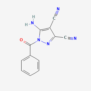 molecular formula C12H7N5O B5397488 5-amino-1-benzoyl-1H-pyrazole-3,4-dicarbonitrile 