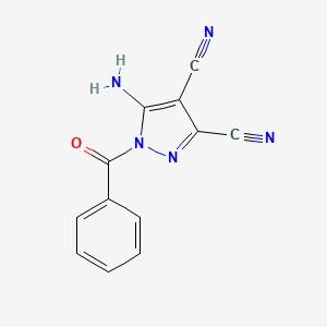 molecular formula C12H7N5O B5397488 5-氨基-1-苯甲酰-1H-吡唑-3,4-二腈 