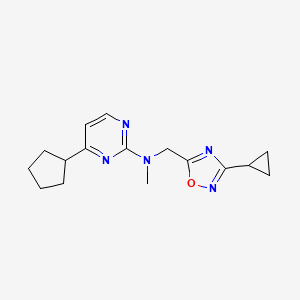 4-cyclopentyl-N-[(3-cyclopropyl-1,2,4-oxadiazol-5-yl)methyl]-N-methylpyrimidin-2-amine