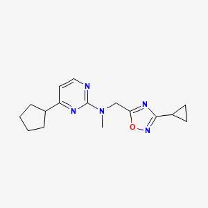 molecular formula C16H21N5O B5397504 4-cyclopentyl-N-[(3-cyclopropyl-1,2,4-oxadiazol-5-yl)methyl]-N-methylpyrimidin-2-amine 