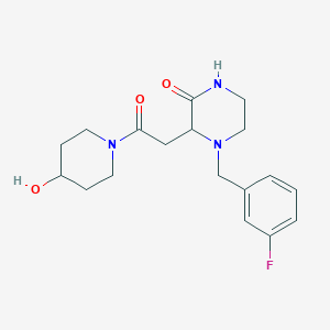 molecular formula C18H24FN3O3 B5397516 4-(3-fluorobenzyl)-3-[2-(4-hydroxy-1-piperidinyl)-2-oxoethyl]-2-piperazinone 