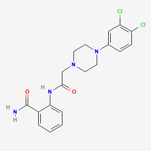 molecular formula C19H20Cl2N4O2 B5397545 2-({[4-(3,4-dichlorophenyl)-1-piperazinyl]acetyl}amino)benzamide 