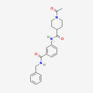 molecular formula C22H25N3O3 B5397629 1-acetyl-N-{3-[(benzylamino)carbonyl]phenyl}-4-piperidinecarboxamide 