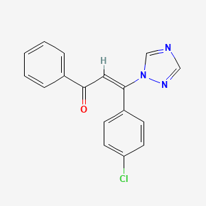 molecular formula C17H12ClN3O B5397653 3-(4-chlorophenyl)-1-phenyl-3-(1H-1,2,4-triazol-1-yl)-2-propen-1-one 