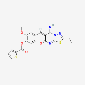 4-[(5-imino-7-oxo-2-propyl-5H-[1,3,4]thiadiazolo[3,2-a]pyrimidin-6(7H)-ylidene)methyl]-2-methoxyphenyl 2-thiophenecarboxylate