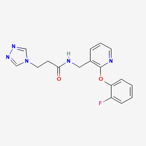 molecular formula C17H16FN5O2 B5397747 N-{[2-(2-fluorophenoxy)pyridin-3-yl]methyl}-3-(4H-1,2,4-triazol-4-yl)propanamide 