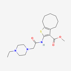 molecular formula C20H31N3O3S B5397758 methyl 2-{[(4-ethyl-1-piperazinyl)acetyl]amino}-4,5,6,7,8,9-hexahydrocycloocta[b]thiophene-3-carboxylate 