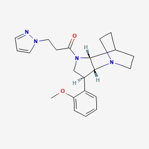 molecular formula C22H28N4O2 B5397820 (2R*,3S*,6R*)-3-(2-methoxyphenyl)-5-[3-(1H-pyrazol-1-yl)propanoyl]-1,5-diazatricyclo[5.2.2.0~2,6~]undecane 