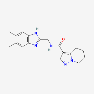 molecular formula C18H21N5O B5397826 N-[(5,6-dimethyl-1H-benzimidazol-2-yl)methyl]-4,5,6,7-tetrahydropyrazolo[1,5-a]pyridine-3-carboxamide 