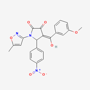 molecular formula C22H17N3O7 B5397915 3-hydroxy-4-(3-methoxybenzoyl)-1-(5-methyl-3-isoxazolyl)-5-(4-nitrophenyl)-1,5-dihydro-2H-pyrrol-2-one 