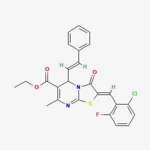 molecular formula C25H20ClFN2O3S B5397946 ethyl 2-(2-chloro-6-fluorobenzylidene)-7-methyl-3-oxo-5-(2-phenylvinyl)-2,3-dihydro-5H-[1,3]thiazolo[3,2-a]pyrimidine-6-carboxylate CAS No. 324562-12-1