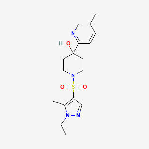 molecular formula C17H24N4O3S B5397976 1-[(1-ethyl-5-methyl-1H-pyrazol-4-yl)sulfonyl]-4-(5-methylpyridin-2-yl)piperidin-4-ol 