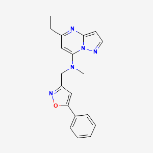 molecular formula C19H19N5O B5398025 5-ethyl-N-methyl-N-[(5-phenyl-3-isoxazolyl)methyl]pyrazolo[1,5-a]pyrimidin-7-amine 
