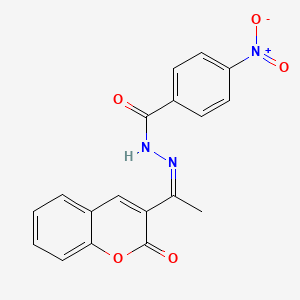 molecular formula C18H13N3O5 B5398079 4-nitro-N'-[1-(2-oxo-2H-chromen-3-yl)ethylidene]benzohydrazide 