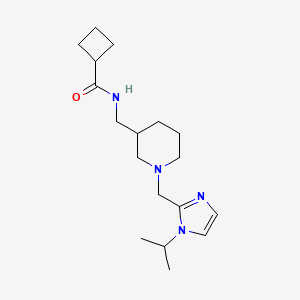 molecular formula C18H30N4O B5398169 N-({1-[(1-isopropyl-1H-imidazol-2-yl)methyl]piperidin-3-yl}methyl)cyclobutanecarboxamide 