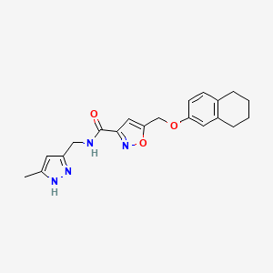 molecular formula C20H22N4O3 B5398176 N-[(5-methyl-1H-pyrazol-3-yl)methyl]-5-[(5,6,7,8-tetrahydronaphthalen-2-yloxy)methyl]isoxazole-3-carboxamide 