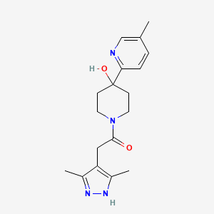 molecular formula C18H24N4O2 B5398183 1-[(3,5-dimethyl-1H-pyrazol-4-yl)acetyl]-4-(5-methylpyridin-2-yl)piperidin-4-ol 