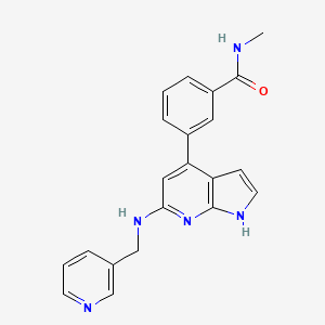 molecular formula C21H19N5O B5398286 N-methyl-3-{6-[(pyridin-3-ylmethyl)amino]-1H-pyrrolo[2,3-b]pyridin-4-yl}benzamide 