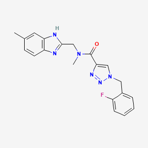 molecular formula C20H19FN6O B5398308 1-(2-fluorobenzyl)-N-methyl-N-[(5-methyl-1H-benzimidazol-2-yl)methyl]-1H-1,2,3-triazole-4-carboxamide 