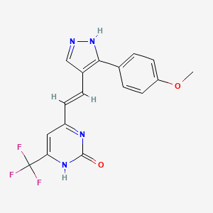 molecular formula C17H13F3N4O2 B5398322 6-{2-[3-(4-methoxyphenyl)-1H-pyrazol-4-yl]vinyl}-4-(trifluoromethyl)-2(1H)-pyrimidinone 