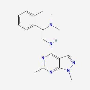 molecular formula C18H24N6 B5398361 N~2~-(1,6-dimethyl-1H-pyrazolo[3,4-d]pyrimidin-4-yl)-N~1~,N~1~-dimethyl-1-(2-methylphenyl)-1,2-ethanediamine 