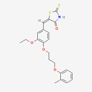 molecular formula C22H23NO4S2 B5398398 5-{3-ethoxy-4-[3-(2-methylphenoxy)propoxy]benzylidene}-2-thioxo-1,3-thiazolidin-4-one 