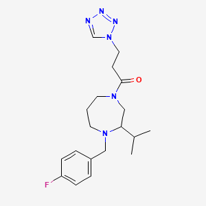 molecular formula C19H27FN6O B5398402 1-(4-fluorobenzyl)-2-isopropyl-4-[3-(1H-tetrazol-1-yl)propanoyl]-1,4-diazepane 