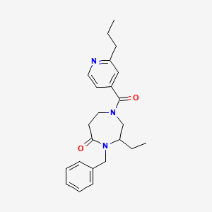 molecular formula C23H29N3O2 B5398419 4-benzyl-3-ethyl-1-(2-propylisonicotinoyl)-1,4-diazepan-5-one 