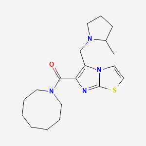 molecular formula C19H28N4OS B5398443 6-(azocan-1-ylcarbonyl)-5-[(2-methylpyrrolidin-1-yl)methyl]imidazo[2,1-b][1,3]thiazole 