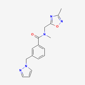 molecular formula C16H17N5O2 B5398473 N-methyl-N-[(3-methyl-1,2,4-oxadiazol-5-yl)methyl]-3-(1H-pyrazol-1-ylmethyl)benzamide 