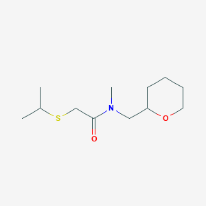 molecular formula C12H23NO2S B5398499 2-(isopropylthio)-N-methyl-N-(tetrahydro-2H-pyran-2-ylmethyl)acetamide 