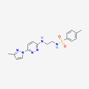molecular formula C17H20N6O2S B5398507 4-methyl-N-(2-{[6-(3-methyl-1H-pyrazol-1-yl)-3-pyridazinyl]amino}ethyl)benzenesulfonamide 
