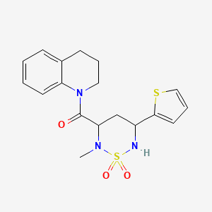 molecular formula C18H21N3O3S2 B5398514 1-{[2-methyl-1,1-dioxido-5-(2-thienyl)-1,2,6-thiadiazinan-3-yl]carbonyl}-1,2,3,4-tetrahydroquinoline 