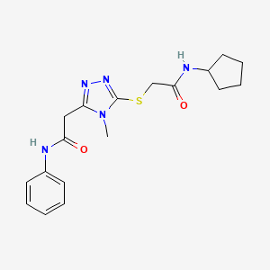 molecular formula C18H23N5O2S B5398515 2-{[5-(2-anilino-2-oxoethyl)-4-methyl-4H-1,2,4-triazol-3-yl]thio}-N-cyclopentylacetamide 