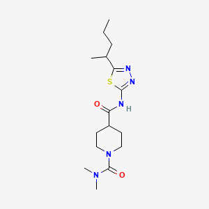 molecular formula C16H27N5O2S B5398525 N~1~,N~1~-dimethyl-N~4~-[5-(1-methylbutyl)-1,3,4-thiadiazol-2-yl]-1,4-piperidinedicarboxamide 