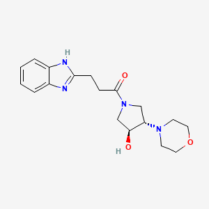 molecular formula C18H24N4O3 B5398543 (3S*,4S*)-1-[3-(1H-benzimidazol-2-yl)propanoyl]-4-(4-morpholinyl)-3-pyrrolidinol 