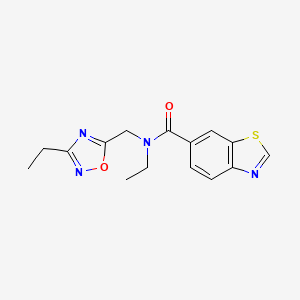 molecular formula C15H16N4O2S B5398549 N-ethyl-N-[(3-ethyl-1,2,4-oxadiazol-5-yl)methyl]-1,3-benzothiazole-6-carboxamide 