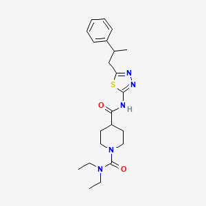 molecular formula C22H31N5O2S B5398582 N~1~,N~1~-diethyl-N~4~-[5-(2-phenylpropyl)-1,3,4-thiadiazol-2-yl]-1,4-piperidinedicarboxamide 