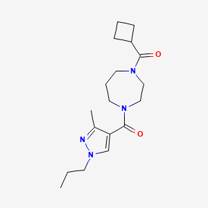 molecular formula C18H28N4O2 B5398632 1-(cyclobutylcarbonyl)-4-[(3-methyl-1-propyl-1H-pyrazol-4-yl)carbonyl]-1,4-diazepane 