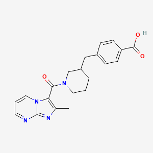 molecular formula C21H22N4O3 B5398644 4-({1-[(2-methylimidazo[1,2-a]pyrimidin-3-yl)carbonyl]-3-piperidinyl}methyl)benzoic acid 