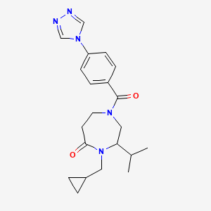 molecular formula C21H27N5O2 B5398739 4-(cyclopropylmethyl)-3-isopropyl-1-[4-(4H-1,2,4-triazol-4-yl)benzoyl]-1,4-diazepan-5-one 